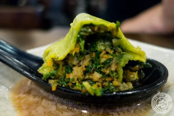 veggie dumplings at Kung Fu Little Steamed Buns Ramen in New York, NY