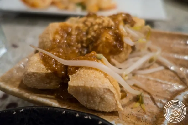 Satay tofu puffs at Laut in New York, NY