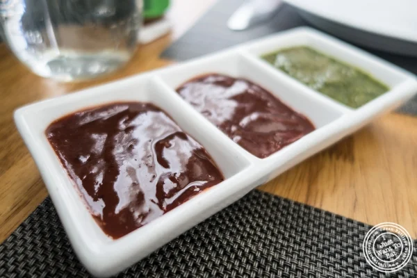 sauces for papadam at Bhatti Indian Grill in New York, NY