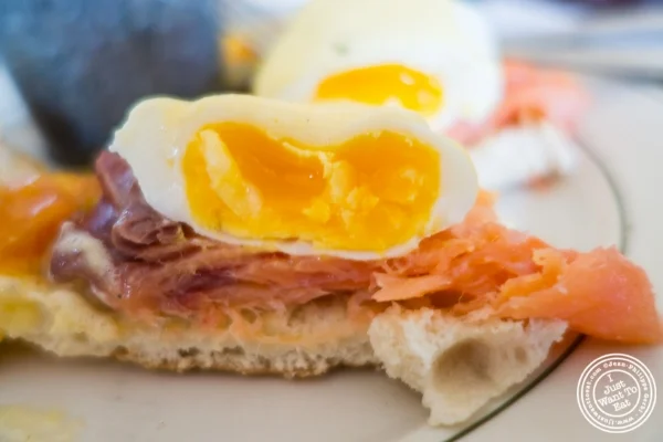 salmon benedict at Elysian Café, Hoboken, NJ