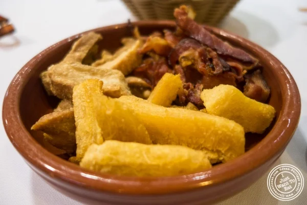 Y uca fries and chicharron at Bolinha in Sao Paulo, Brazil