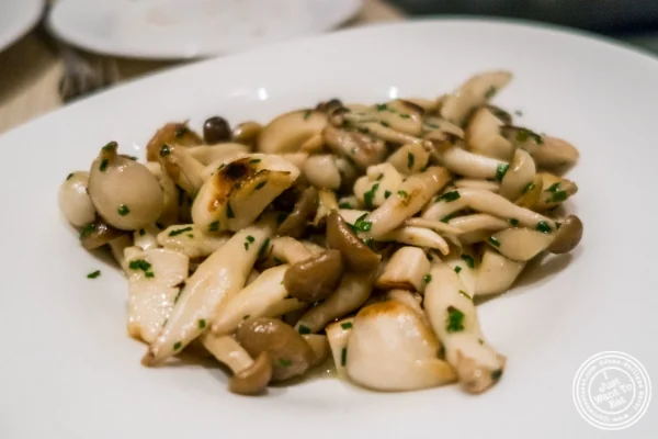 S autéed wild mushrooms with truffle butter at Maze by Gordon Ramsay in New York, NY