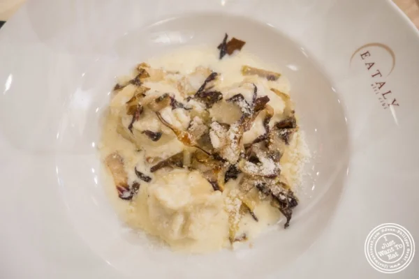  Roasted Abate Fetel pear fiochetti with taleggio cream and charred radicchio