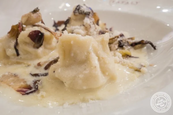  Roasted Abate Fetel pear fiochetti with taleggio cream and charred radicchio