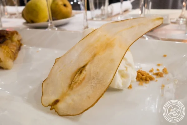 Crostata with honey roasted Abate Fetal pear and fior di latte gelato