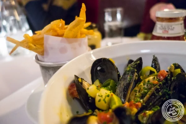 Moules frites at The Odeon in TriBeCa, New York, NY