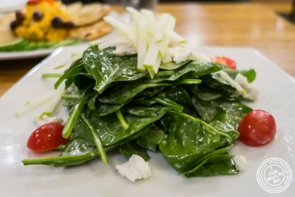 Spinach and pear salad at Heartland Brewery in New York, NY