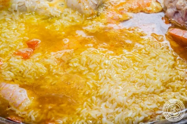 Preparing paella