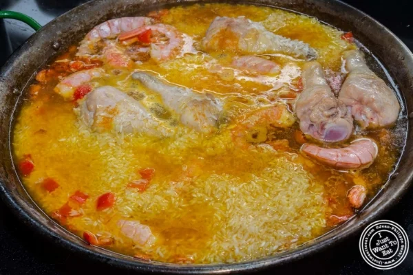 Preparing paella