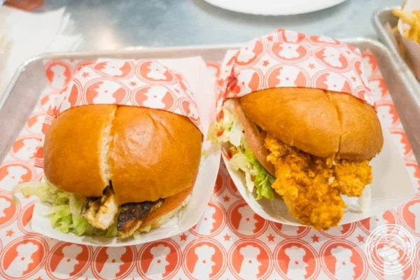 Sandwiches at Blue Ribbon Fried Chicken in the East Village, New York, NY