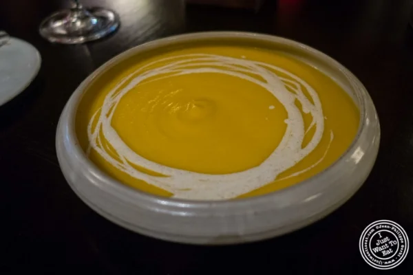 Butternut squash velouté at Betony in New York, NY