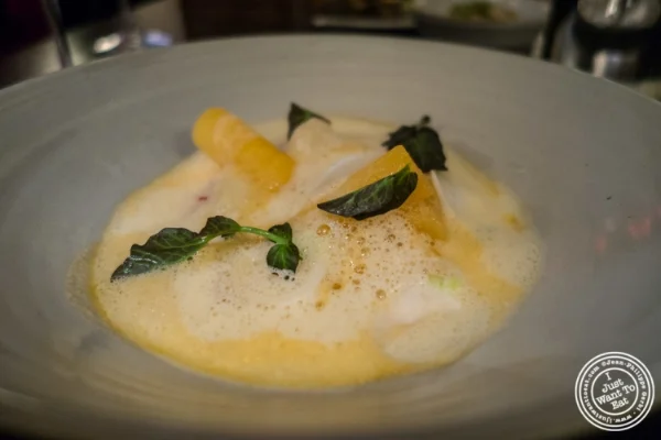 Poached lobster at Betony in New York, NY