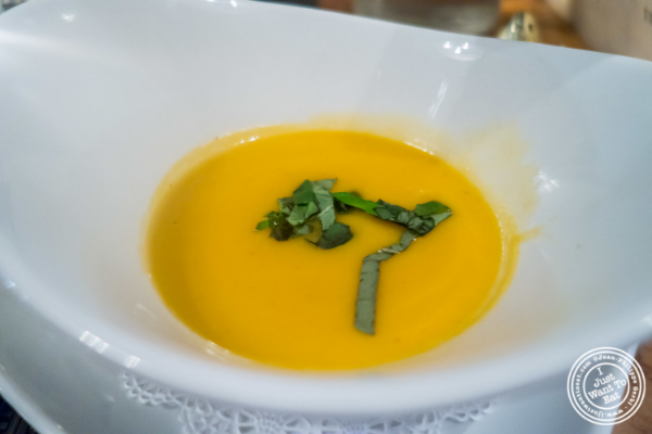Butternut squash soup at Flight in New York, NY