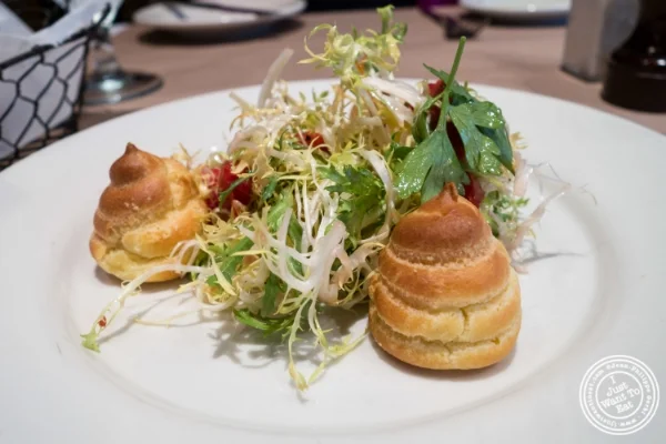 Goat cheese profiteroles at Landmarc in Tribeca, New York, NY