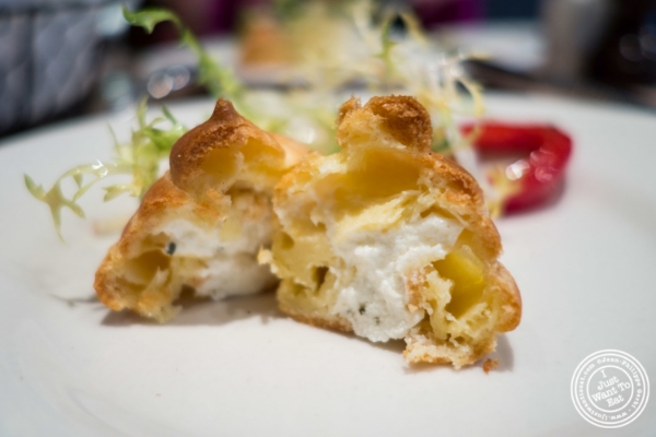 Goat cheese profiteroles at Landmarc in Tribeca, New York, NY