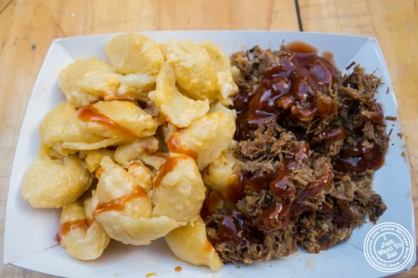 Brisket and Mac&Cheese at Pig Guy NYC at The Gansevoort Market in New York, NY