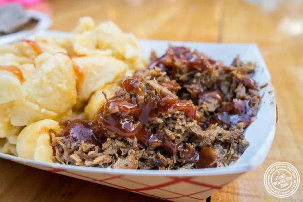 Brisket and Mac&Cheese at Pig Guy NYC at The Gansevoort Market in New York, NY