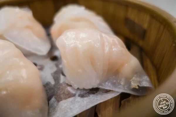 Har Gow or shrimp dumpling at Jing Fong, Dim Sum Restaurant in Chinatown, New York, NY