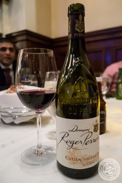 Châteauneuf-du-Pape ("The Pope's new castle") at Benjamin Steakhouse in New York, NY