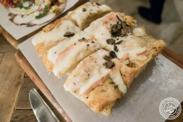 Taleggio and Truffle focaccia at Rosemary's, Italian Restaurant in NYC, New York
