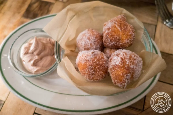 Lemon ricotta bomboloni at Rosemary's, Italian Restaurant in NYC, New York