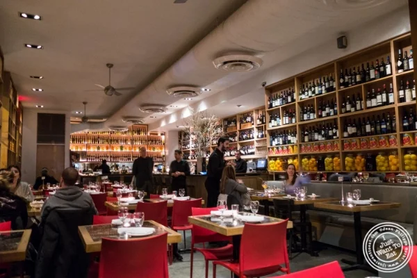 Dining room at Petrarca Cucina e Vino, Italian restaurant in Tribeca, NYC, New York