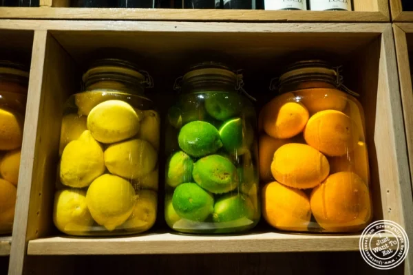 Preserved citrus at Petrarca Cucina e Vino, Italian restaurant in Tribeca, NYC, New York