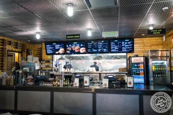 Counter at Burger Fi in Yorkville, NYC, New York