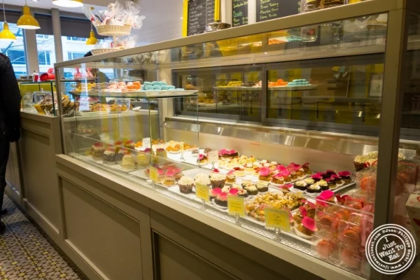 Cake display at O Merveilleux in Yorkville, NYC, New York