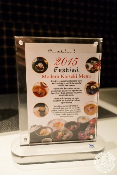 Kaseiki menu at Fushimi in Williamsburg, Brooklyn, NY