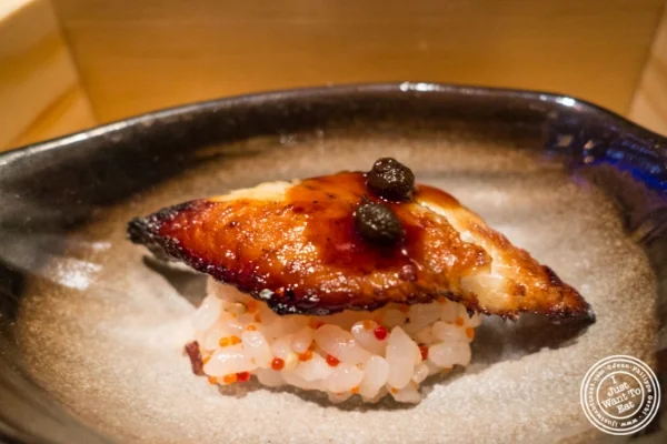 Sushi rice and eel at Fushimi in Williamsburg, Brooklyn, NY