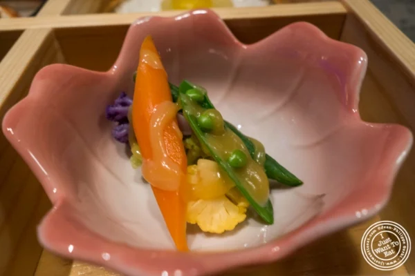 Chilled vegetables with saikyo miso at Fushimi in Williamsburg, Brooklyn, NY