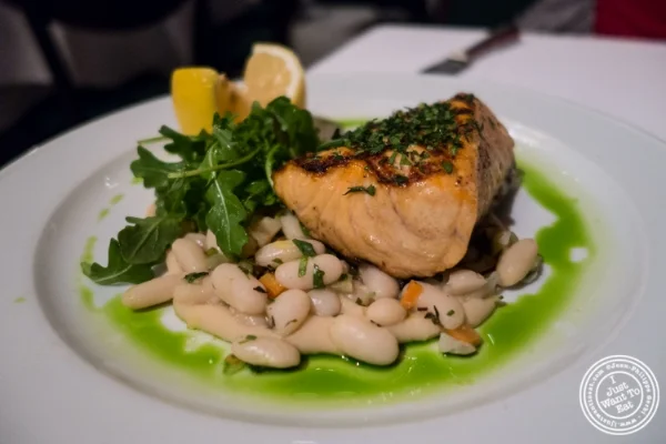 Grilled salmon at Tribeca Grill in NYC, New York