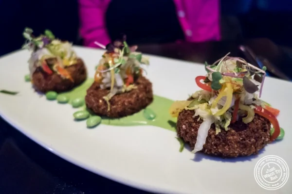 Vegetable quinoa croquettes at Koi Soho in the Trump Hotel, NYC, New York