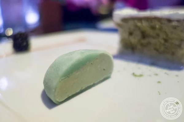 Green tea mochi at Koi Soho in the Trump Hotel, NYC, New York