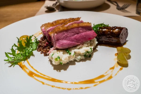 Dry-aged duck and kebab at at Little Park in TriBeCa, NYC, New York