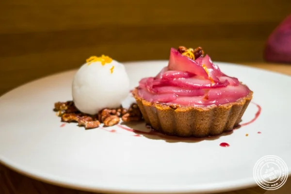 Pear and milk chocolate tart at at Little Park in TriBeCa, NYC, New York