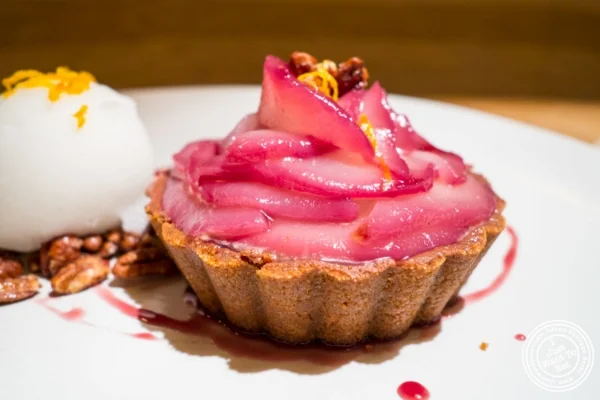 Pear and milk chocolate tart at at Little Park in TriBeCa, NYC, New York