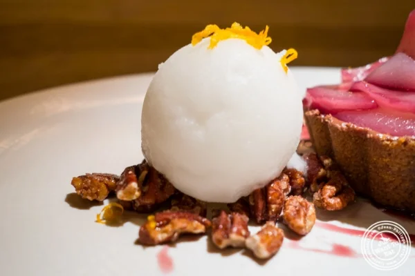 Pear and milk chocolate tart at at Little Park in TriBeCa, NYC, New York