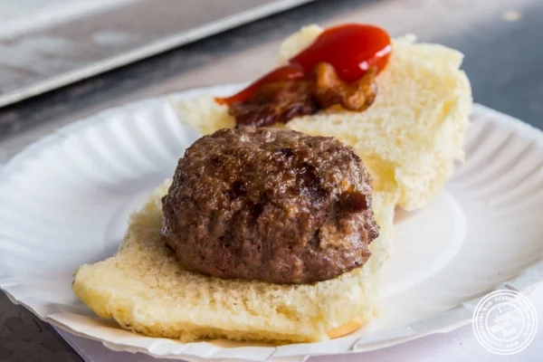Caramelized onion burger with bacon from S.Ottomanelli and Sons at Bacon and Beer Classic 2015 At Citi Field