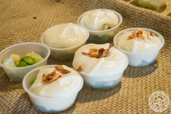 Asparagus and potato with foam infused with bacon from Casa Del Chef at Bacon and Beer Classic 2015 At Citi Field
