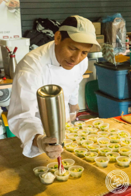 Asparagus and potato with foam infused with bacon from Casa Del Chef at Bacon and Beer Classic 2015 At Citi Field