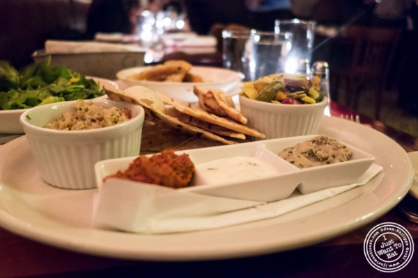 Mediterranean mezze platter at Café Noir in TriBeCa, NYC, New York