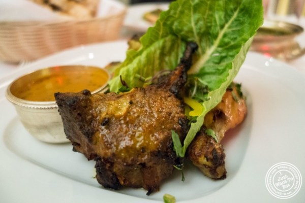 Lamb chop in Tandoori mixed grill at Tamarind in TriBeCa, NYC, New York