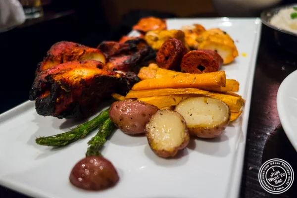 Tandoori grilled platter at Benares, Indian restaurant in TriBeCa, NYC, New York