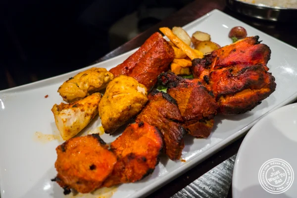 Tandoori grilled platter at Benares, Indian restaurant in TriBeCa, NYC, New York