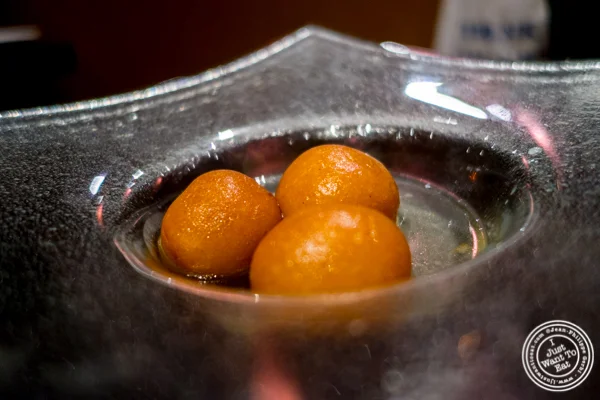 Gulab jamun at Benares, Indian restaurant in TriBeCa, NYC, New York