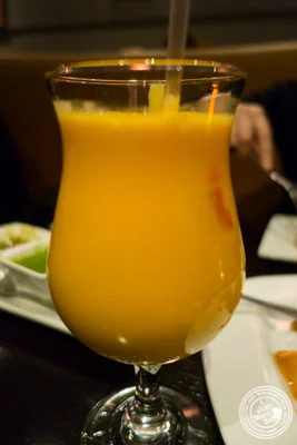 Mango lassi at Benares, Indian restaurant in TriBeCa, NYC, New York