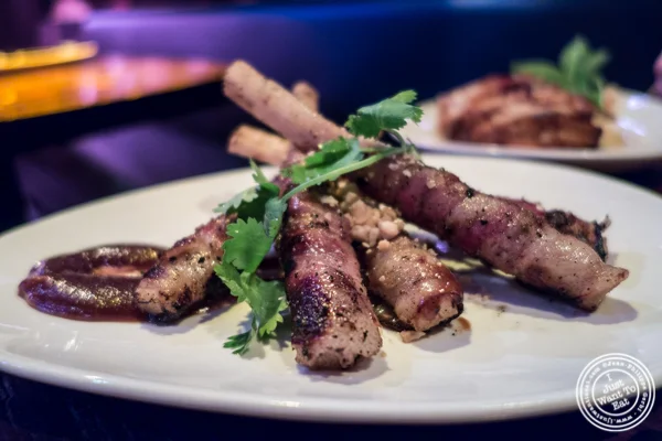 Spare ribs on sugar cane skewer at OBAO, South East Asian cuisine in Hell's Kitchen