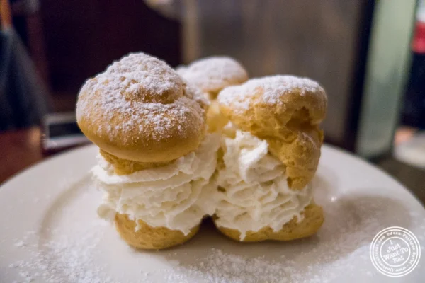 Chou with whipped cream at La Sirene, French Restaurant, NYC, New York